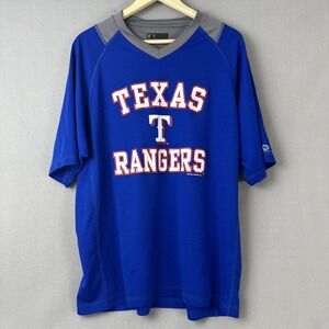 Texas Rangers Embroidered Jersey T-shirt Blue True Fan MLB Men's Size XL 46-48